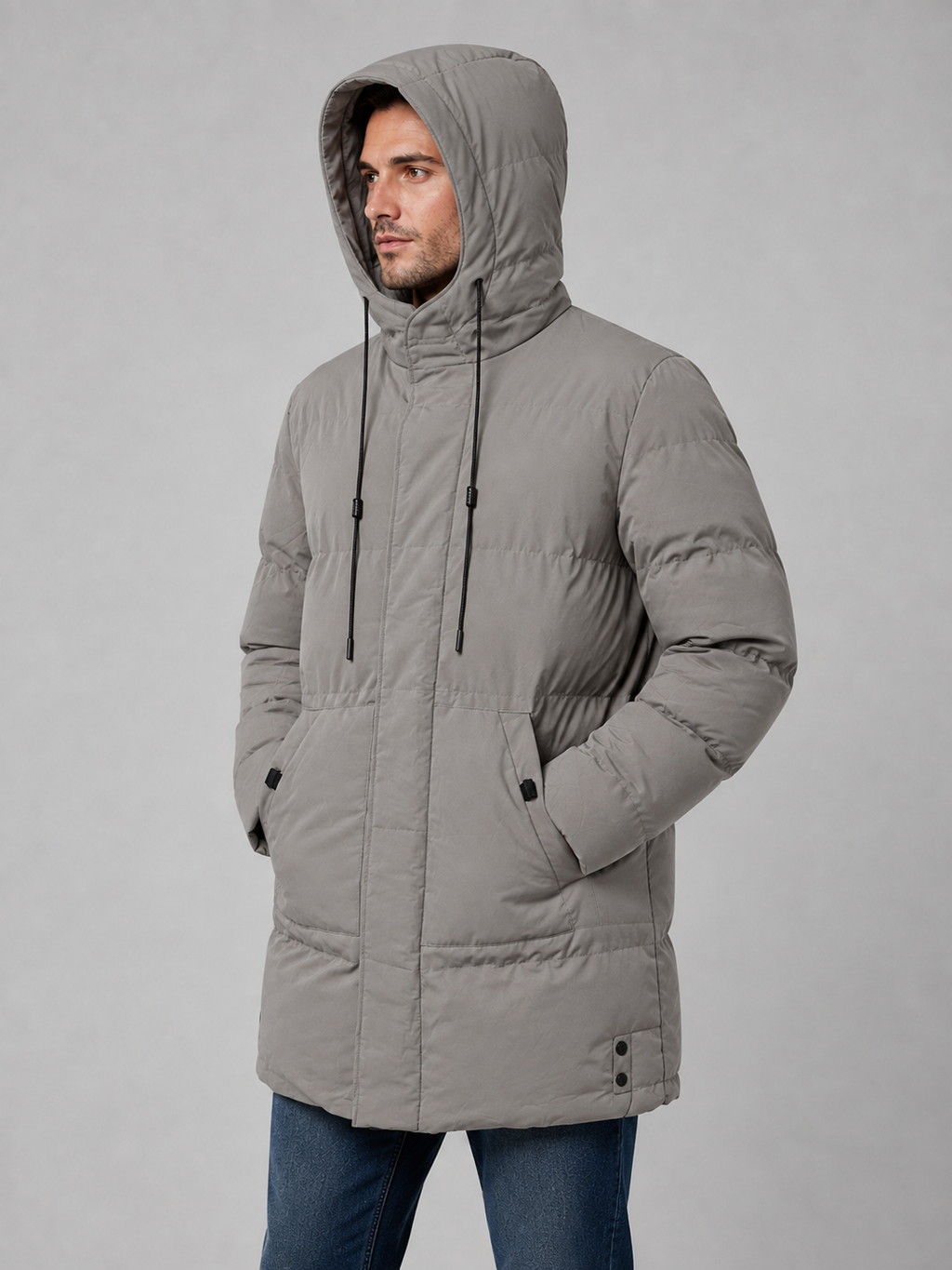 Men’s Hooded Padded Parka – Longline Winter Jacket