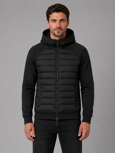 Men's Hooded Quilted Jacket – Lightweight Zip Through Outerwear