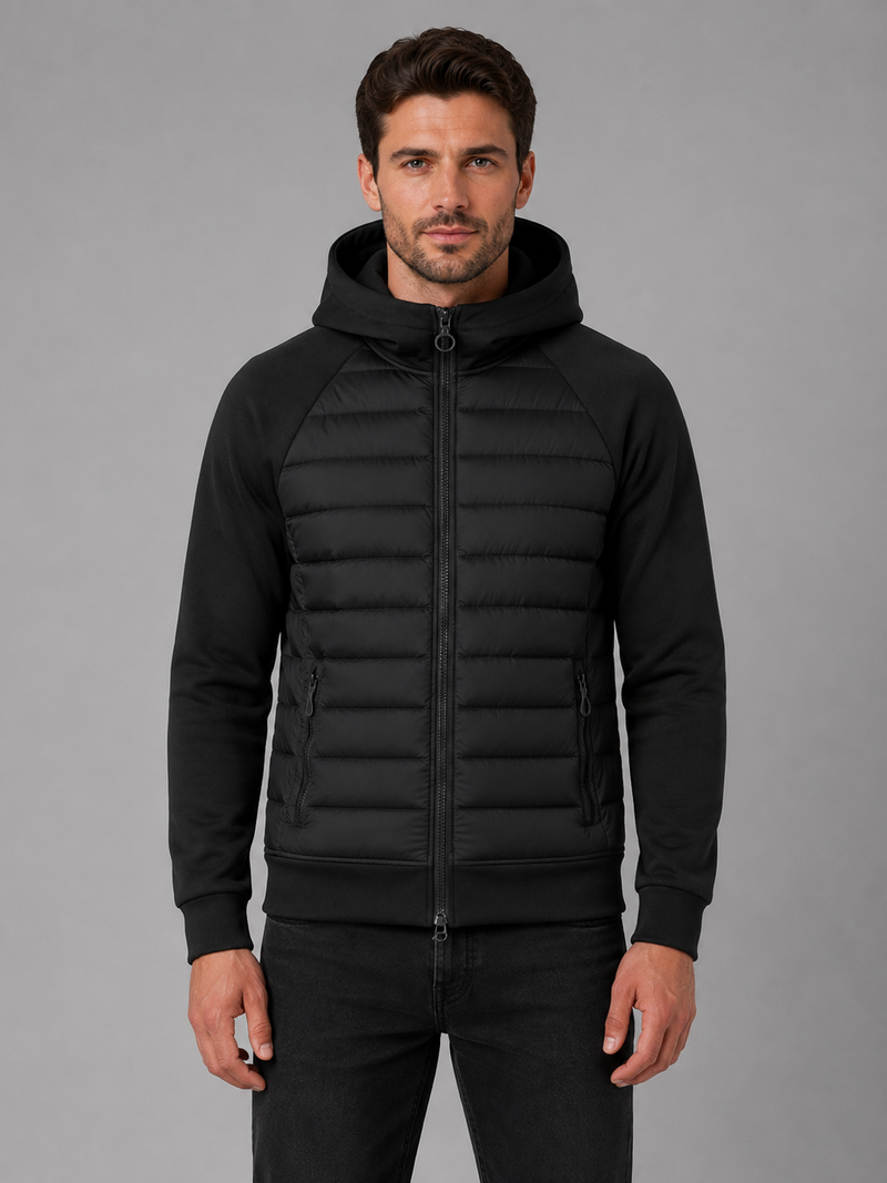 Men's Hooded Quilted Jacket – Lightweight Zip Through Outerwear