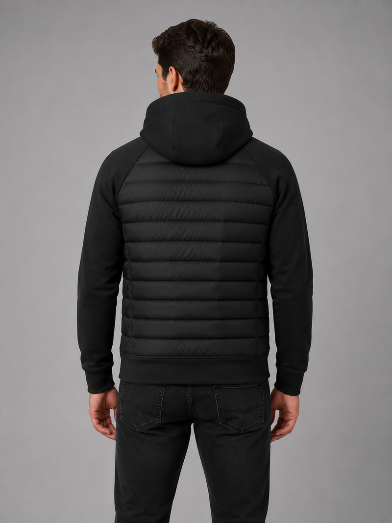 Men's Hooded Quilted Jacket – Lightweight Zip Through Outerwear