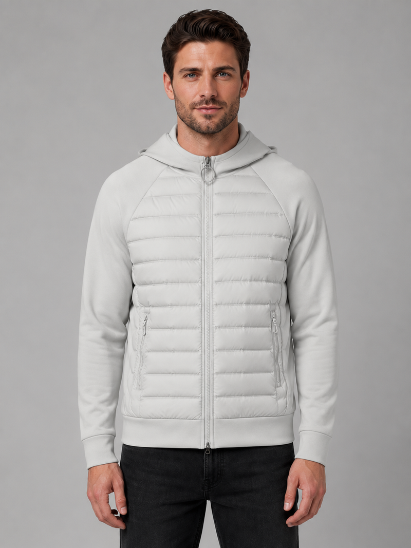 Men's Hooded Quilted Jacket – Lightweight Zip Through Outerwear