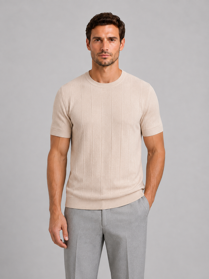 Men’s Knit T-Shirt – Short Sleeve Crew Neck Tee