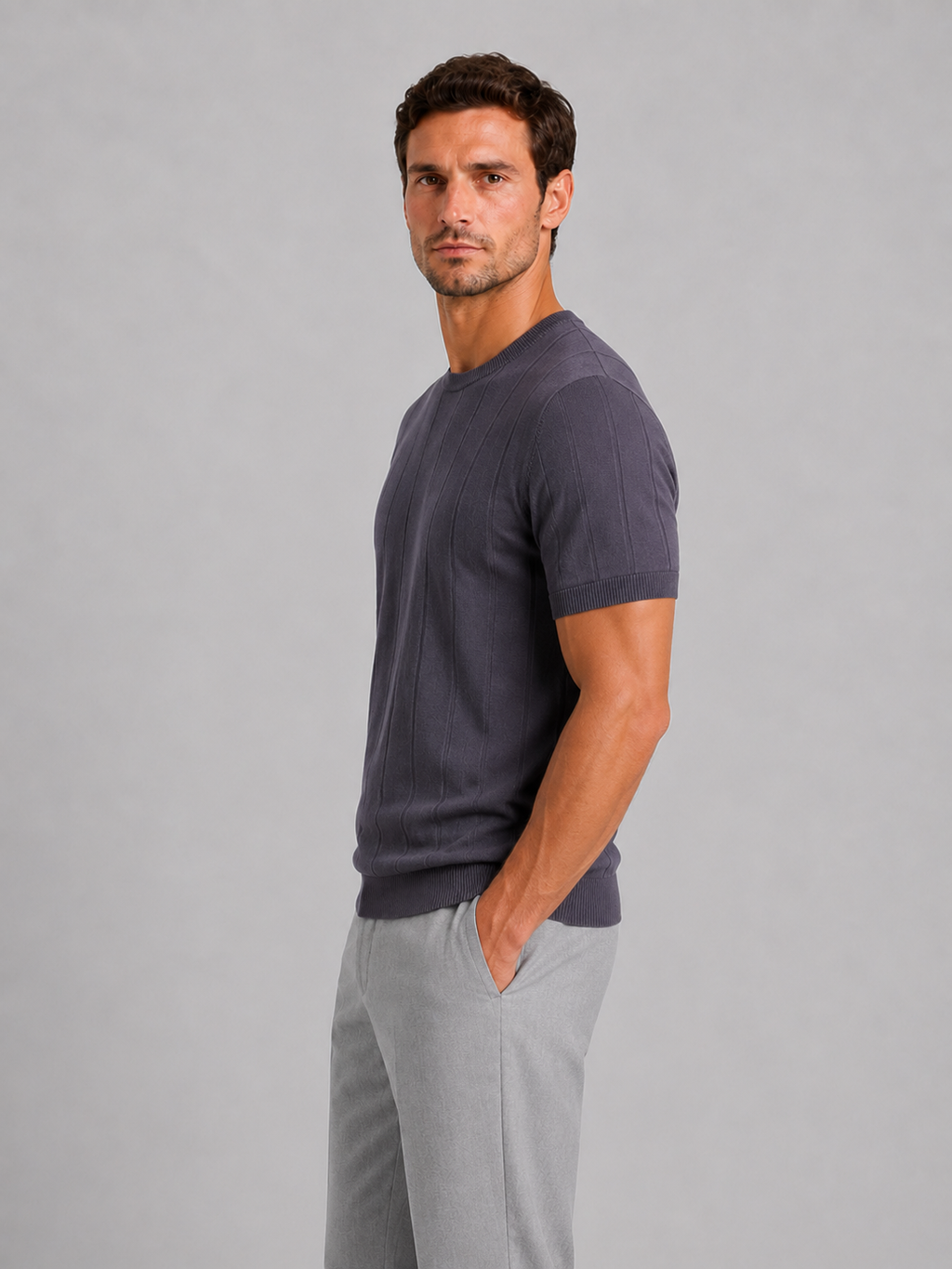 Men’s Knit T-Shirt – Short Sleeve Crew Neck Tee