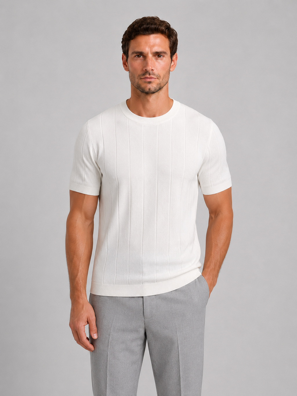 Men’s Knit T-Shirt – Short Sleeve Crew Neck Tee