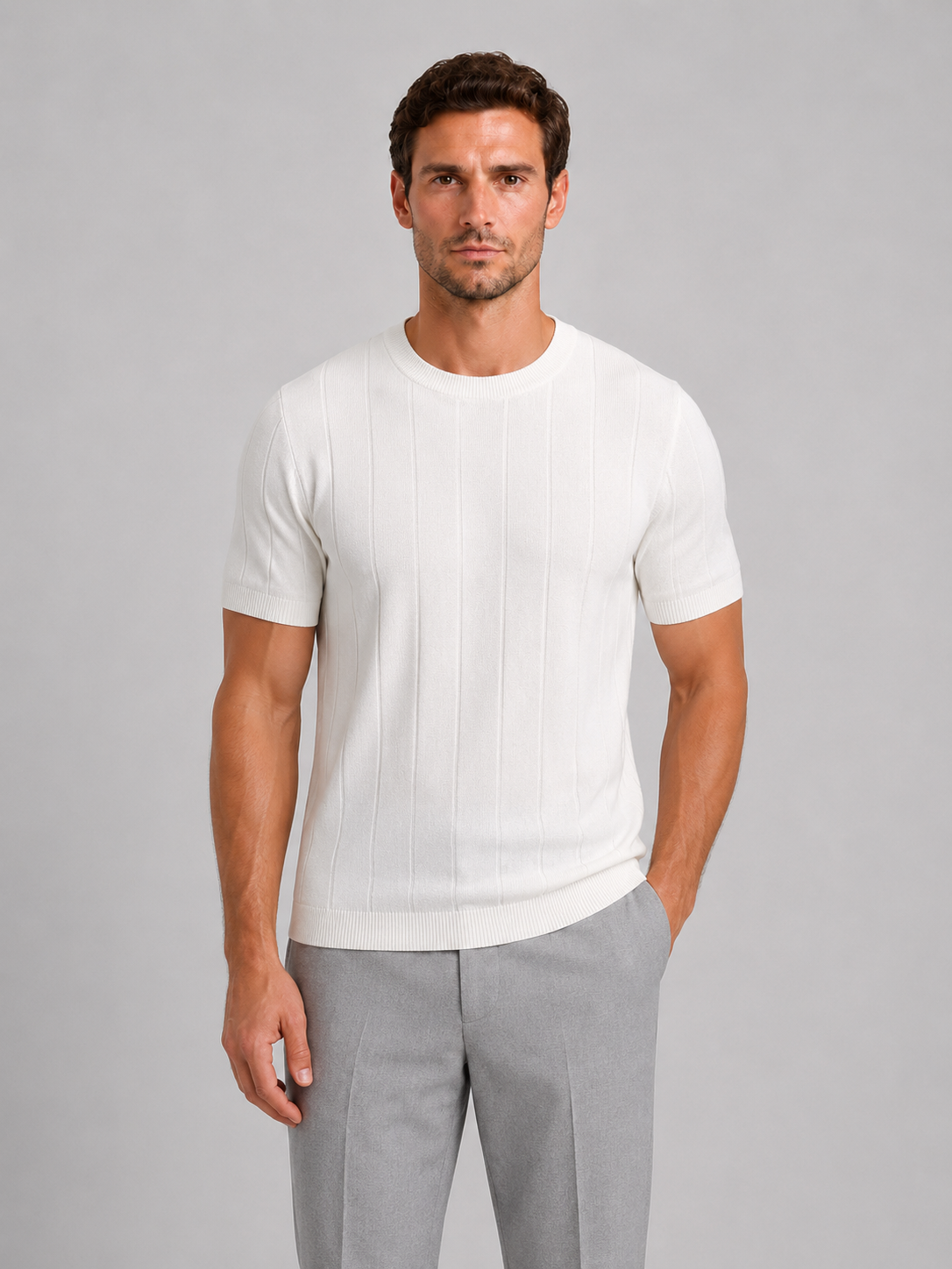 Men’s Knit T-Shirt – Short Sleeve Crew Neck Tee