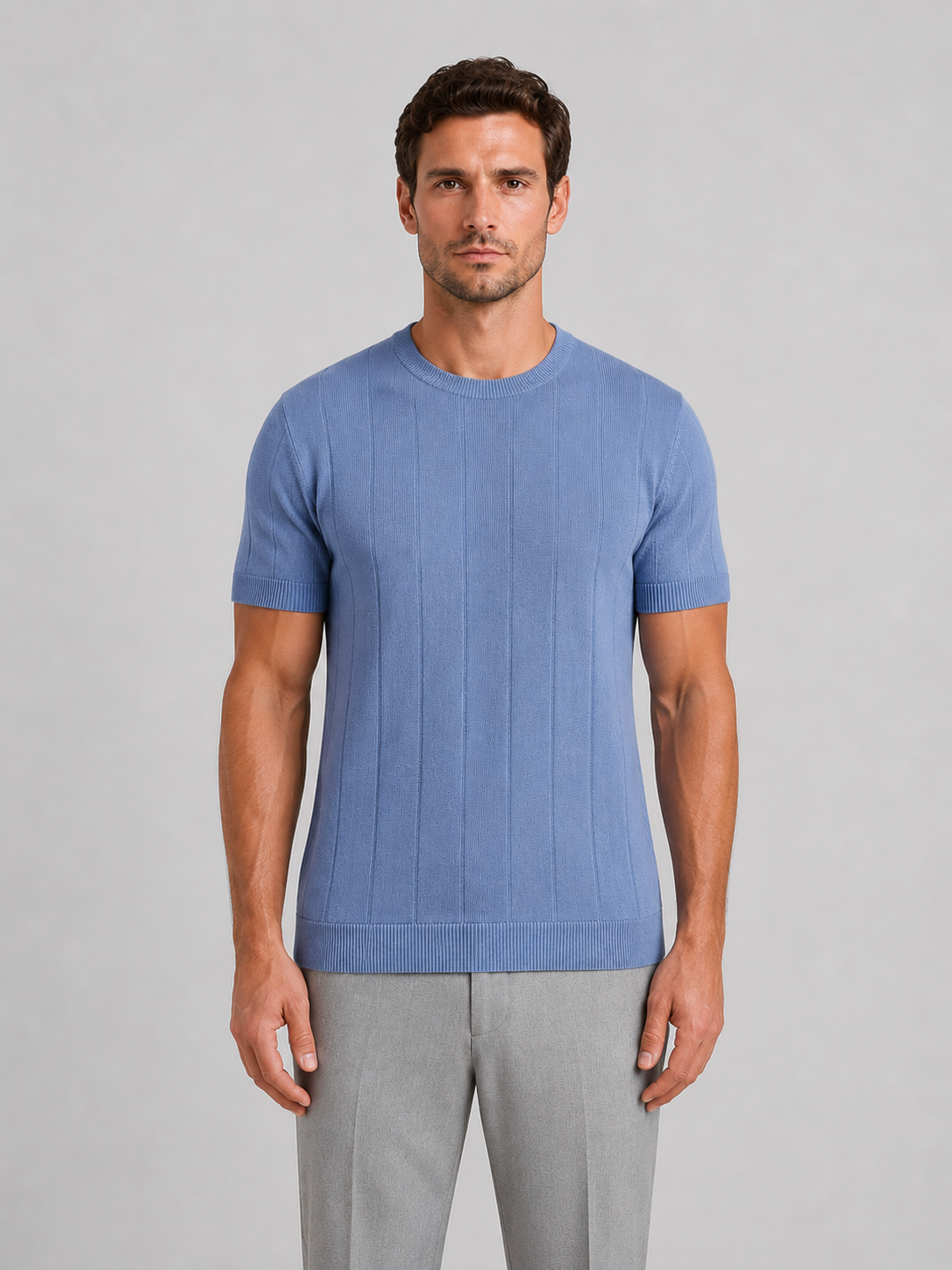 Men’s Knit T-Shirt – Short Sleeve Crew Neck Tee