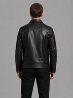 Men's Leather Look Jacket with Zip Pockets – Classic Regular Fit