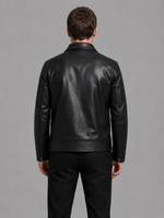 Men's Leather Look Jacket with Zip Pockets – Classic Regular Fit