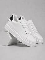 Men's Leather Sneakers – Low Top Lace Up Casual Shoes