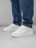 Men's Leather Sneakers – Low Top Lace Up Casual Shoes