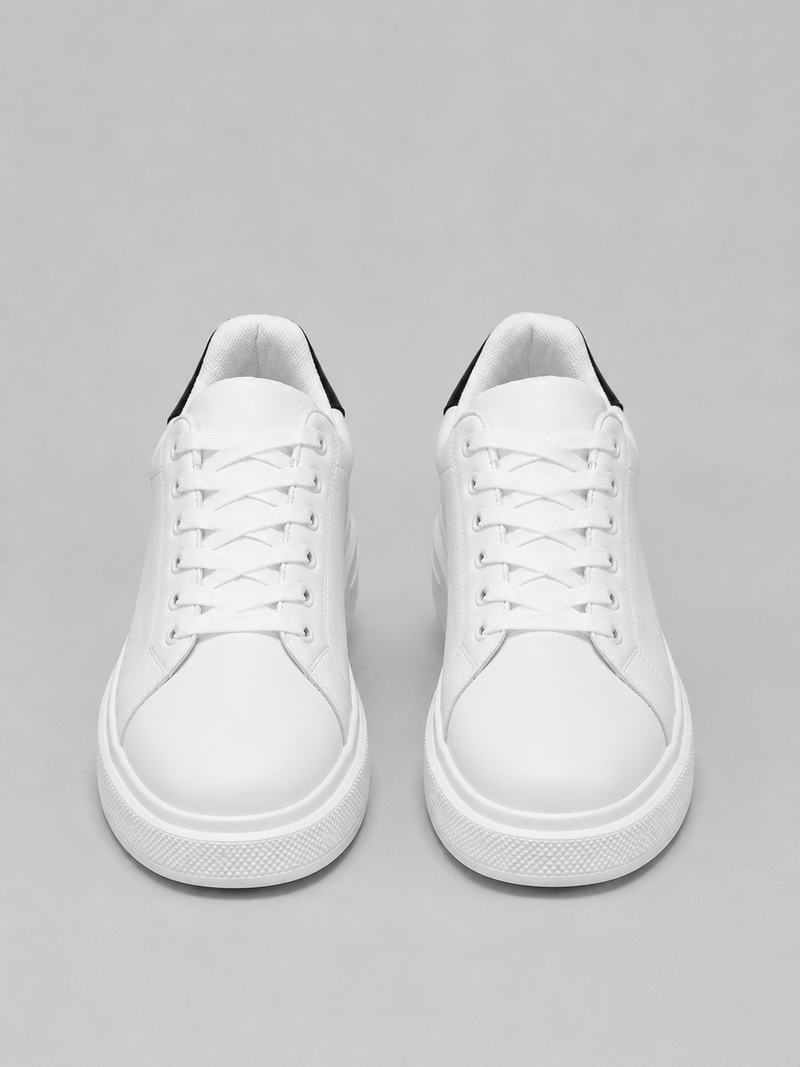 Men's Leather Sneakers – Low Top Lace Up Casual Shoes