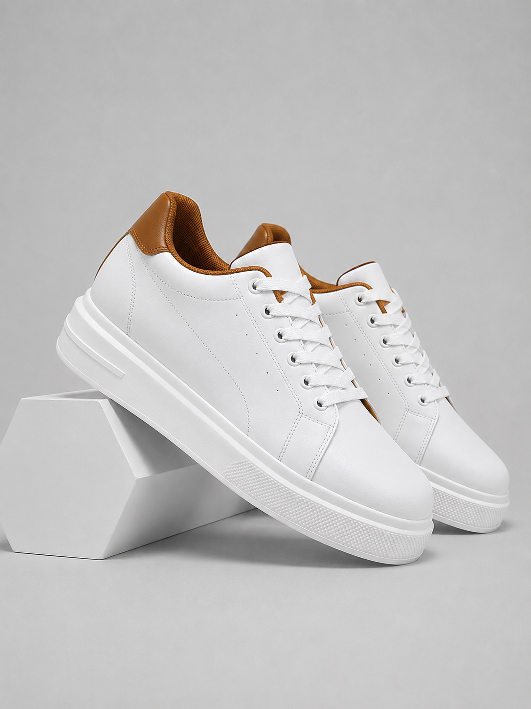 Men's Leather Sneakers – Low Top Lace Up Casual Shoes