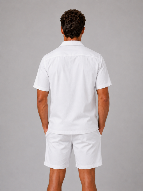 Men’s Linen Look Shirt & Shorts Co-Ord Set – Summer Style