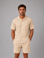 Men’s Linen Look Shirt & Shorts Co-Ord Set – Summer Style