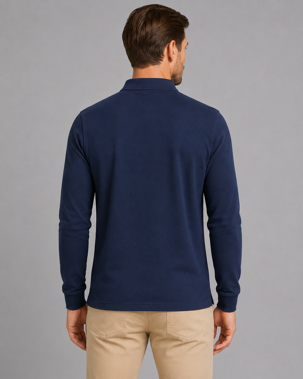 Men's Long Sleeve Cotton Piqué Polo Shirt – Classic Smart Casual Golf Shirt