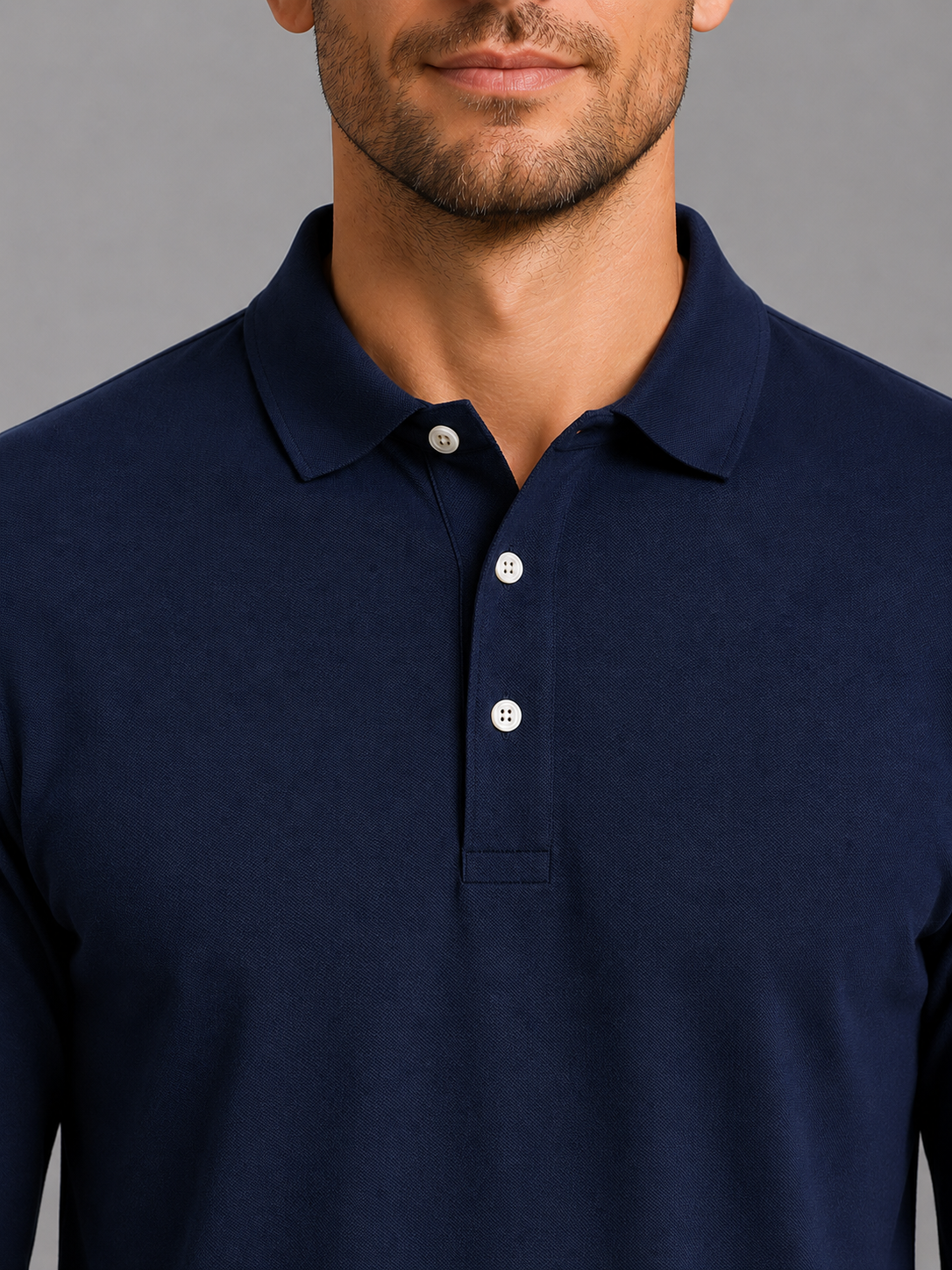 Men's Long Sleeve Cotton Piqué Polo Shirt – Classic Smart Casual Golf Shirt