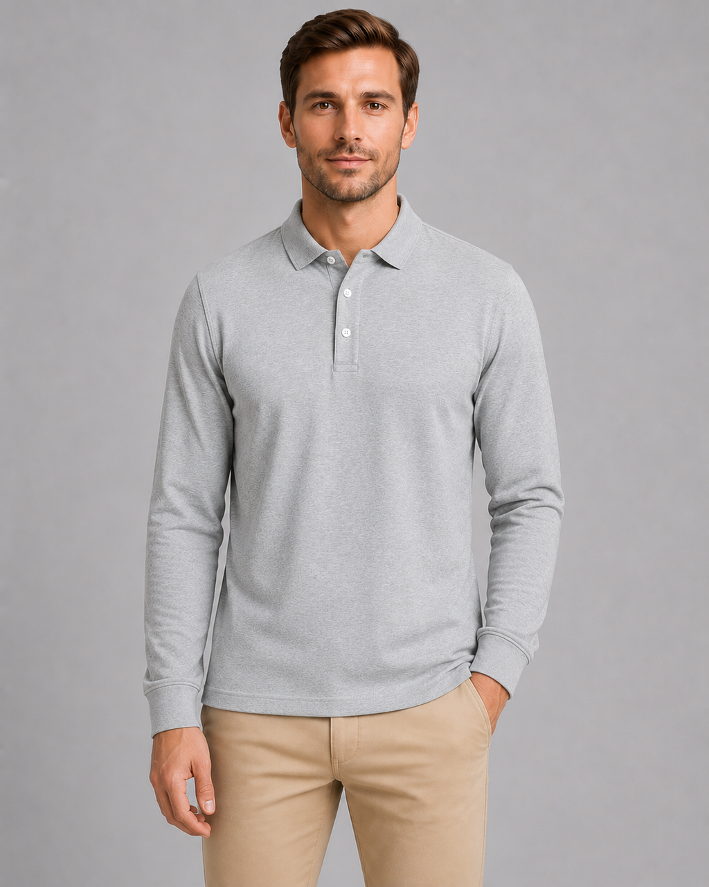 Men's Long Sleeve Cotton Piqué Polo Shirt – Classic Smart Casual Golf Shirt