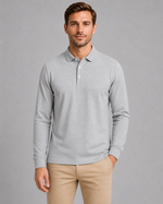 Men's Long Sleeve Cotton Piqué Polo Shirt – Classic Smart Casual Golf Shirt