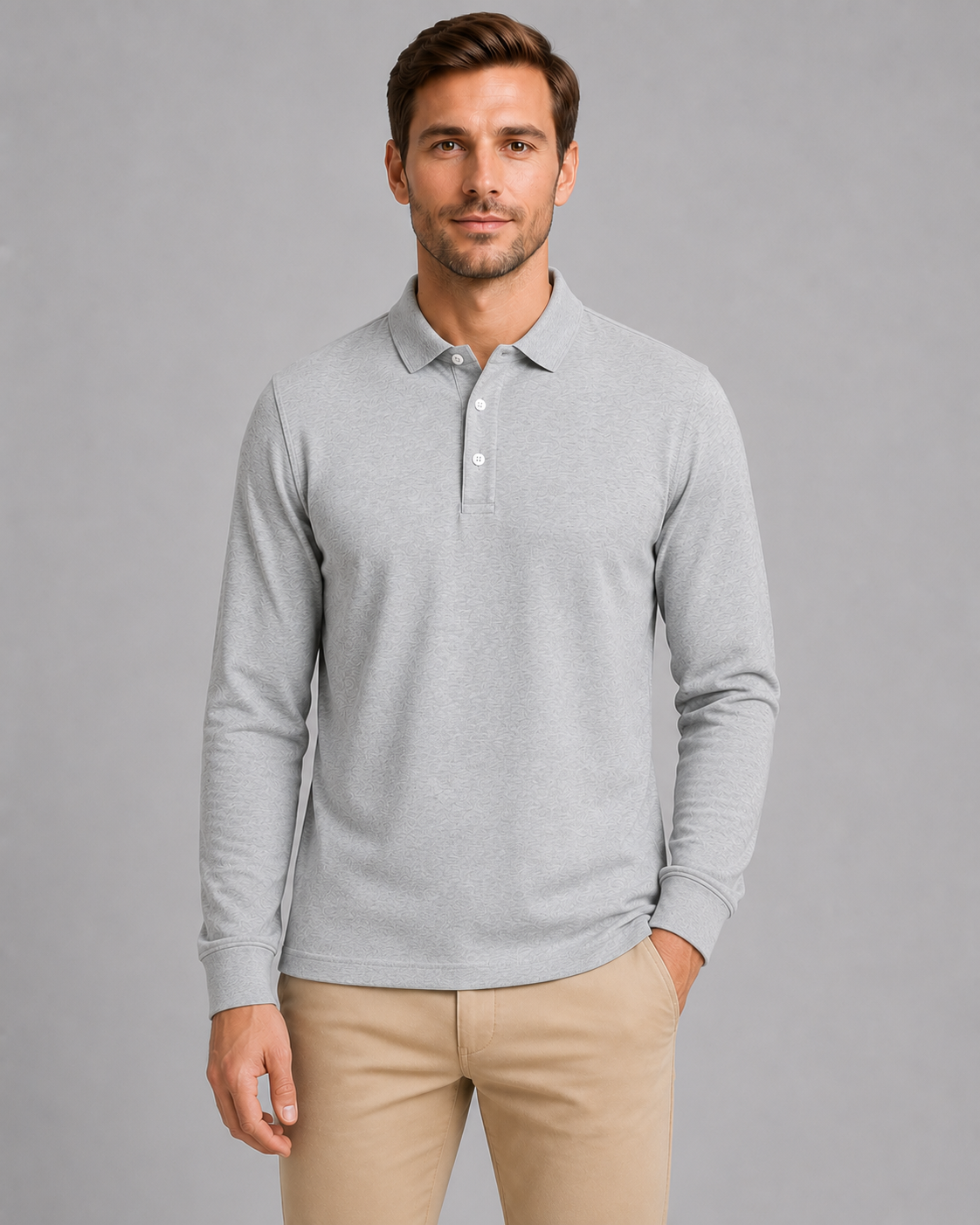 Men's Long Sleeve Cotton Piqué Polo Shirt – Classic Smart Casual Golf Shirt