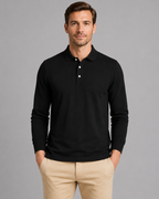 Men's Long Sleeve Cotton Piqué Polo Shirt – Classic Smart Casual Golf Shirt