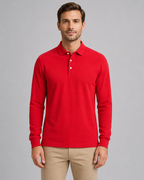 Men's Long Sleeve Cotton Piqué Polo Shirt – Classic Smart Casual Golf Shirt