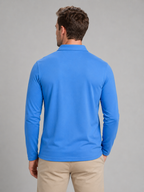 Men's Long Sleeve Polo Shirt – Gingham Trim Casual Shirt