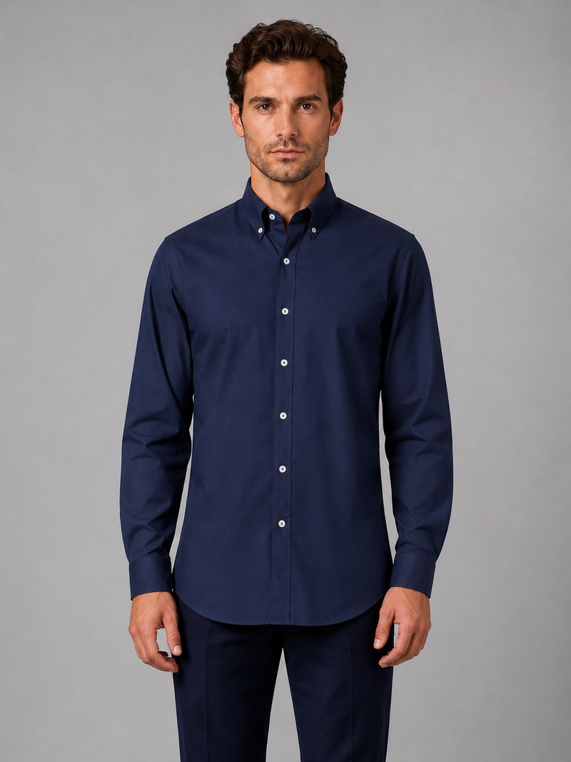 Men’s Long Sleeve Button-Down Shirt – Cotton Casual Dress Shirt