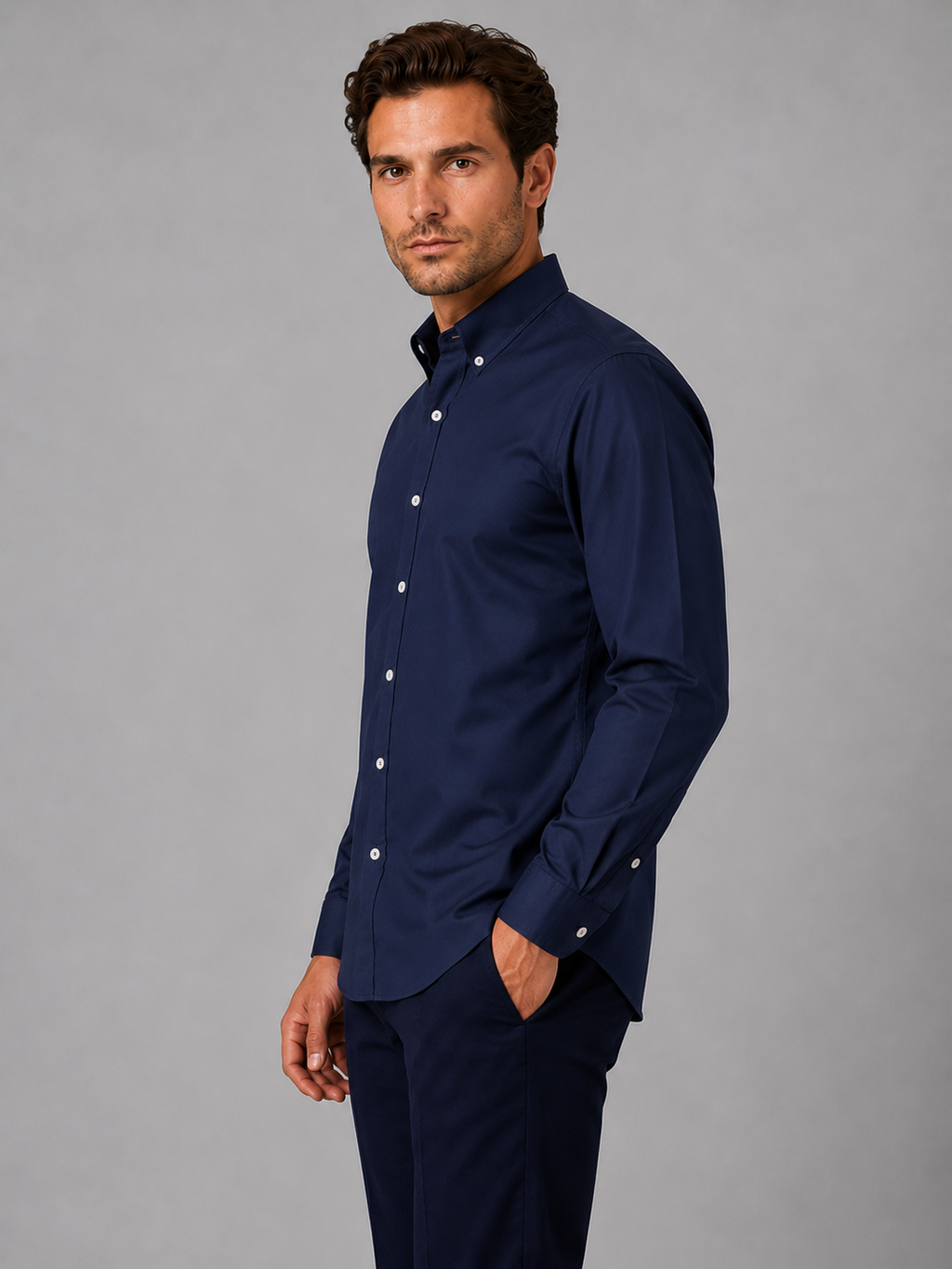 Men’s Long Sleeve Button-Down Shirt – Cotton Casual Dress Shirt