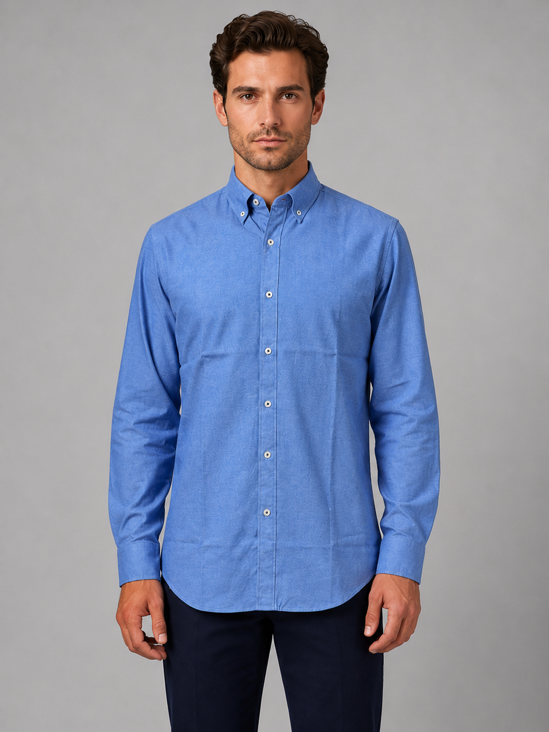 Men’s Long Sleeve Button-Down Shirt – Cotton Casual Dress Shirt