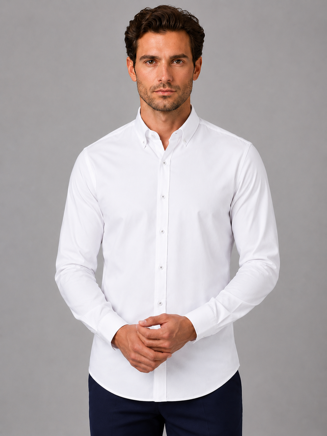 Men’s Long Sleeve Button-Down Shirt – Cotton Casual Dress Shirt
