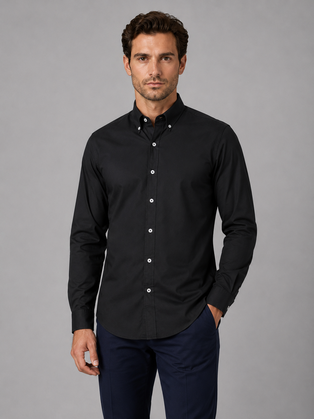 Men’s Long Sleeve Button-Down Shirt – Cotton Casual Dress Shirt