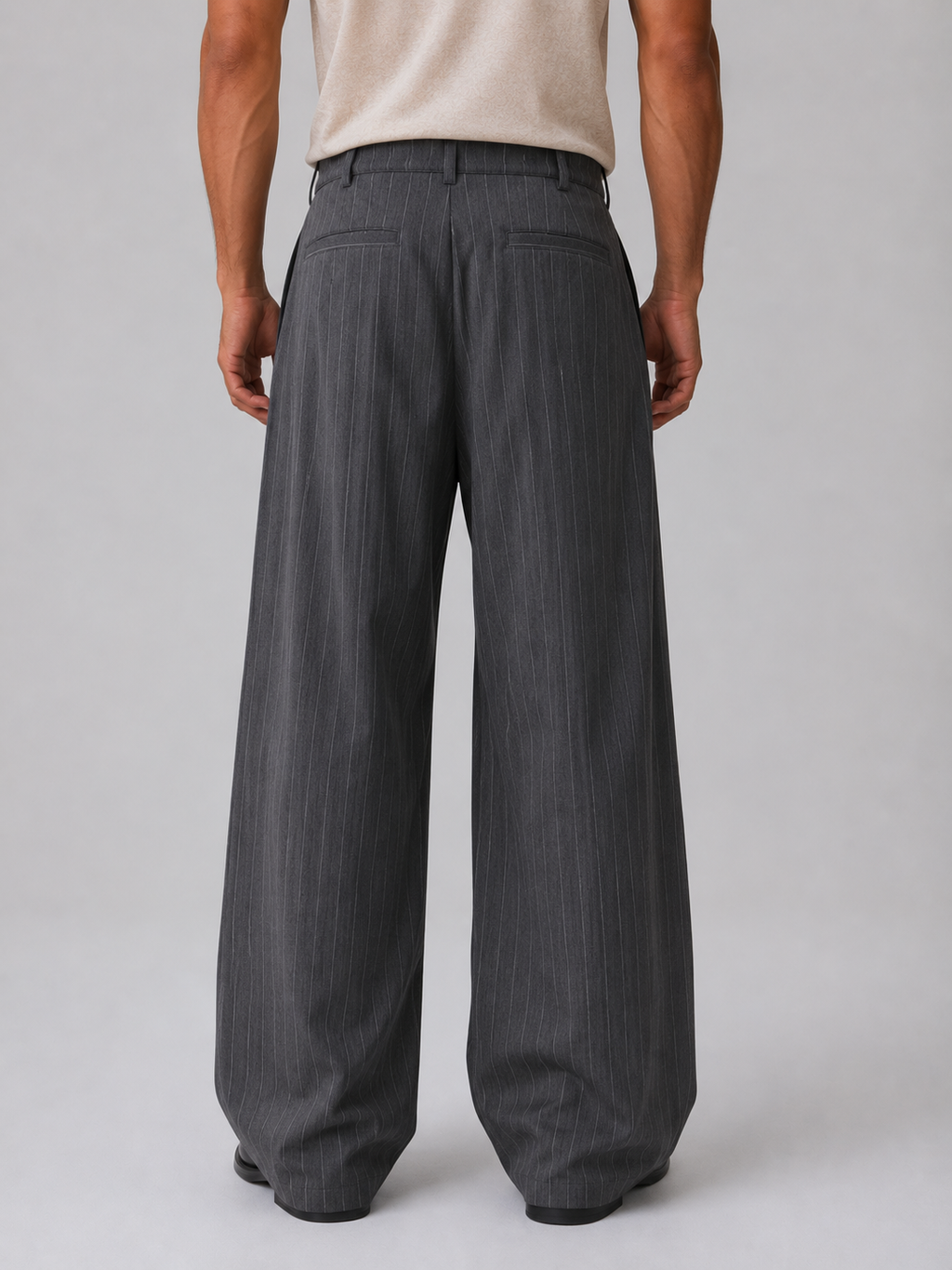 Men’s Pinstripe Wide Leg Pants – Baggy Tailored Trousers