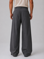 Men’s Pinstripe Wide Leg Pants – Baggy Tailored Trousers