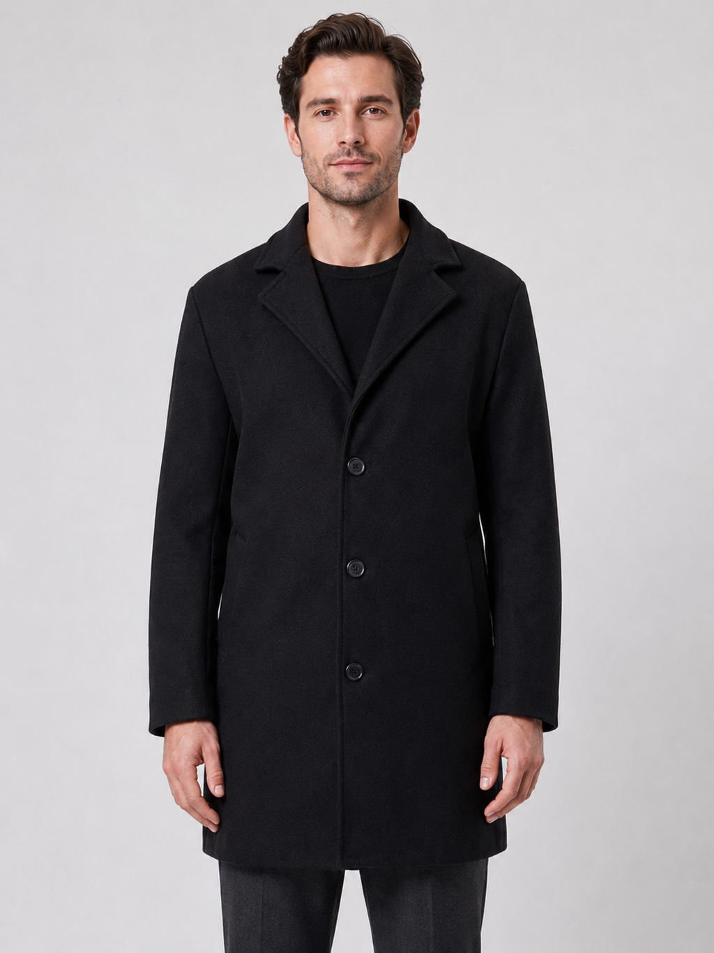 Men's Single Breasted Tailored Overcoat – Smart Casual Style