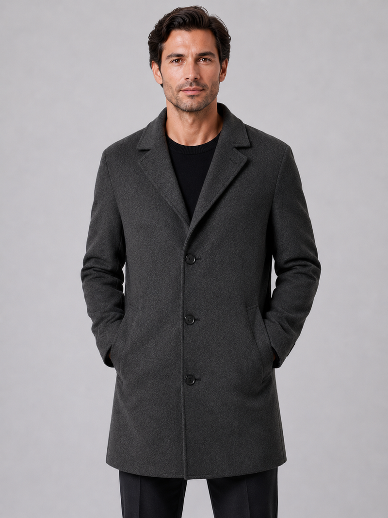 Men's Single Breasted Tailored Overcoat – Smart Casual Style
