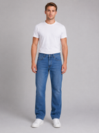 Men's Straight Leg Jeans – Classic Regular Fit Denim Pants
