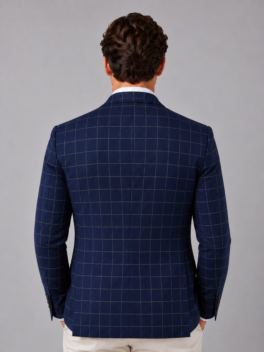 Men's Tailored Windowpane Blazer – Smart Check Suit Jacket