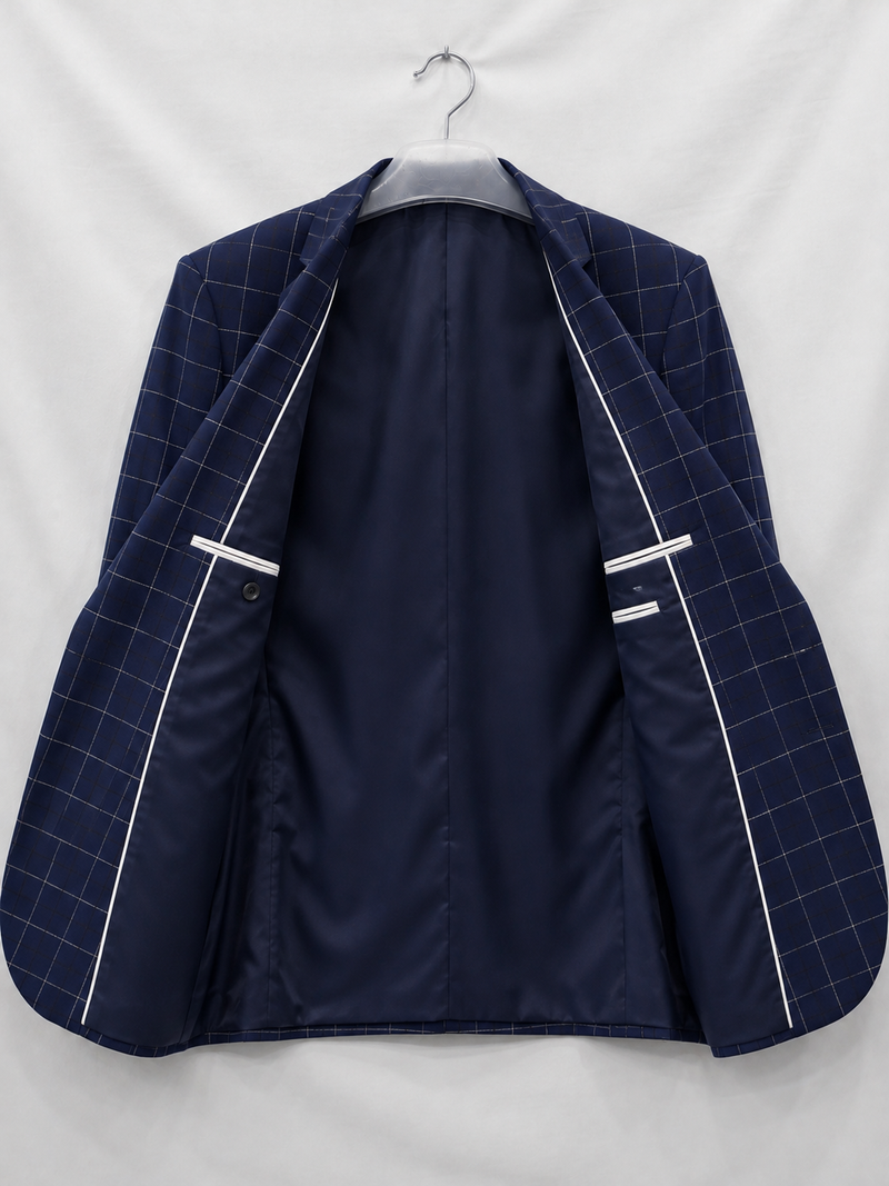 Men's Tailored Windowpane Blazer – Smart Check Suit Jacket