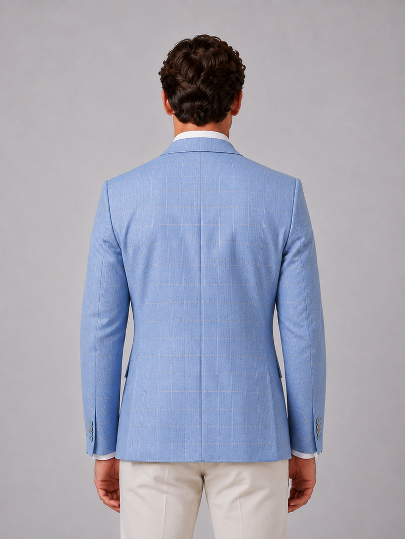 Men's Tailored Windowpane Blazer – Smart Check Suit Jacket
