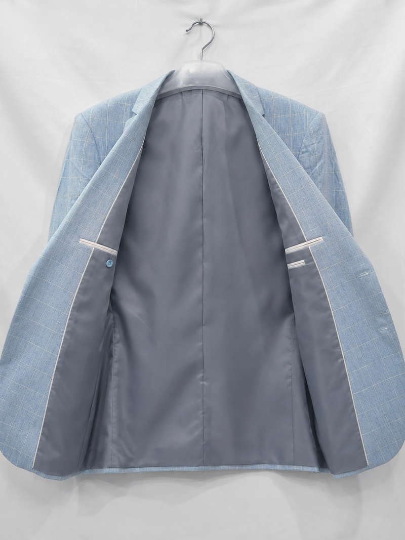 Men's Tailored Windowpane Blazer – Smart Check Suit Jacket