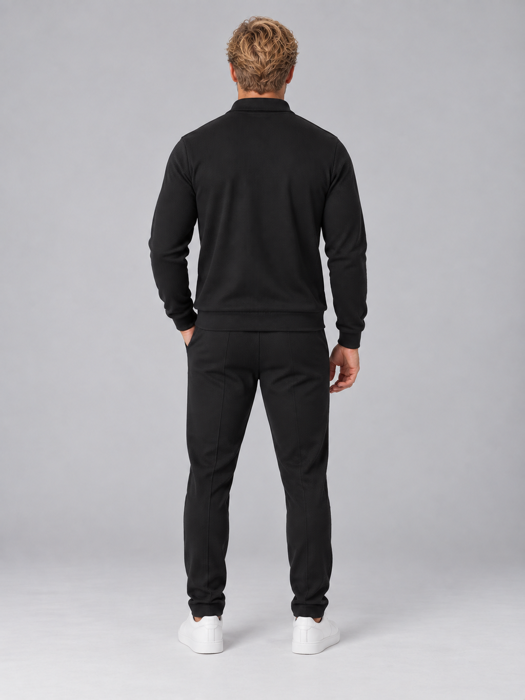 Men’s Textured Tracksuit – Full Zip Jacket & Jogger Pants Set