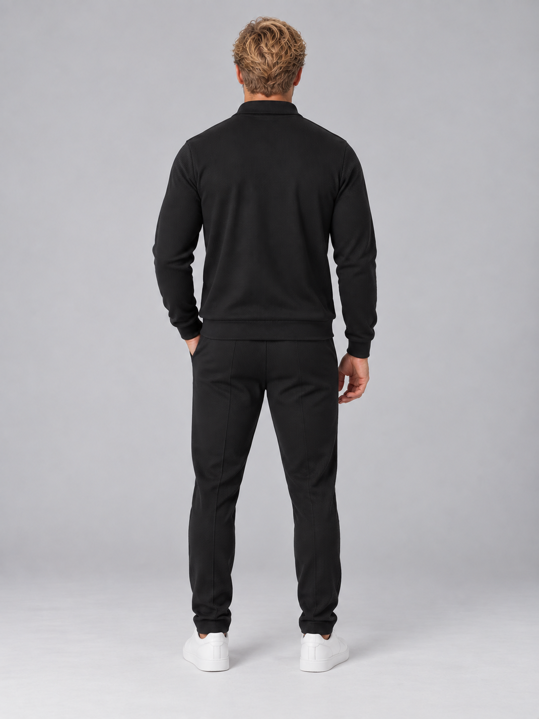Men’s Textured Tracksuit – Full Zip Jacket & Jogger Pants Set