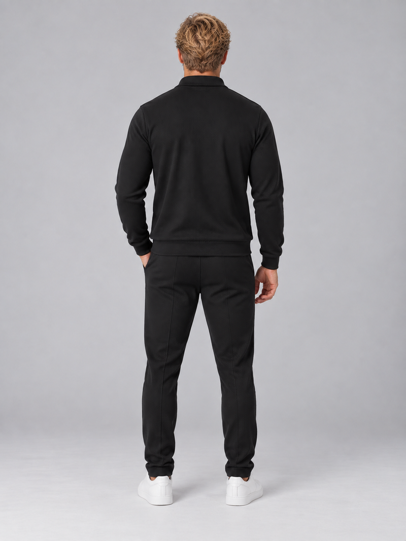 Men’s Textured Tracksuit – Full Zip Jacket & Jogger Pants Set