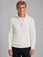Men's Quarter Zip Sweater – Textured Knit Funnel Neck Pullover