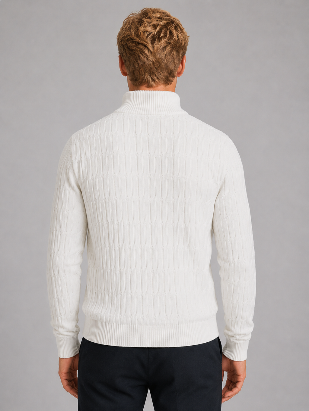Men's Quarter Zip Sweater – Textured Knit Funnel Neck Pullover