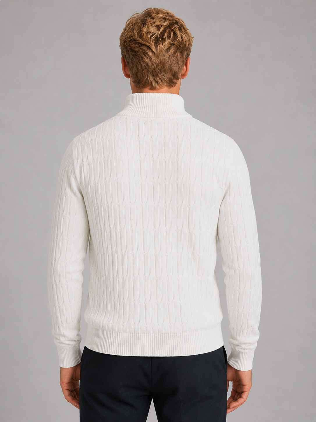 Men's Quarter Zip Sweater – Textured Knit Funnel Neck Pullover