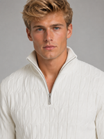 Men's Quarter Zip Sweater – Textured Knit Funnel Neck Pullover