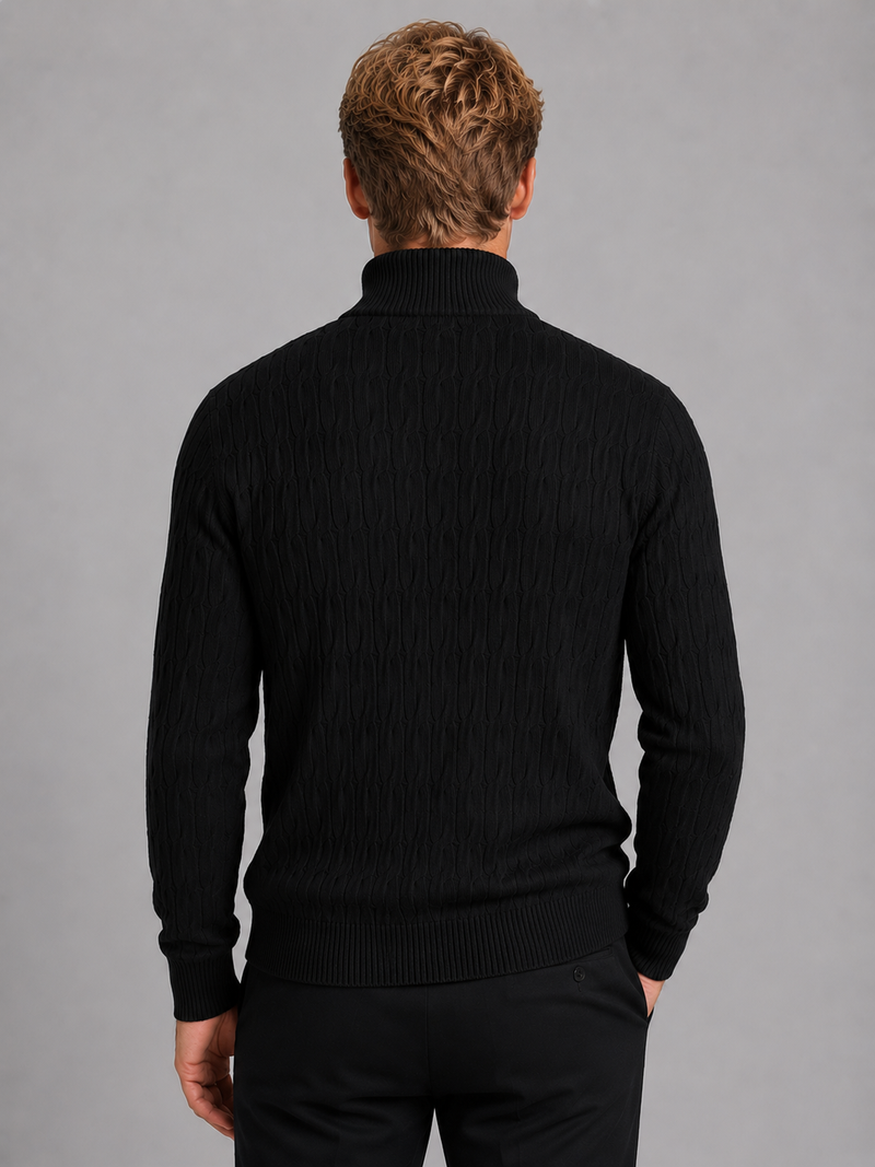 Men's Quarter Zip Sweater – Textured Knit Funnel Neck Pullover