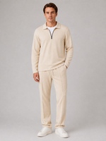 Men’s Two-Piece Quarter-Zip Polo & Pants Set – Textured Smart Casual Co-Ord
