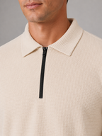 Men’s Two-Piece Quarter-Zip Polo & Pants Set – Textured Smart Casual Co-Ord